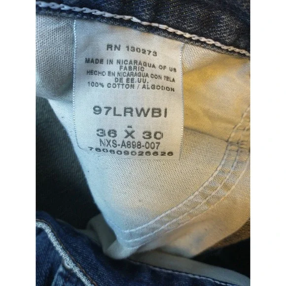 Wrangler Jeans Mens 36x30 Blue Premium Denim 97LRWBI Straight Leg Relaxed Fit - Picture 13 of 16